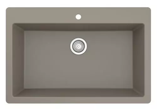 Tuscany Dual Mount 33" Concrete Quartz Composite 1-Hole Single Bowl Kitchen Sink 1 Tuscany Dual Mount 33" Concrete Quartz Composite 1-Hole Single Bowl Kitchen Sink