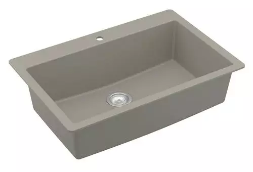 Tuscany Dual Mount 33" Concrete Quartz Composite 1-Hole Single Bowl Kitchen Sink 4 Tuscany Dual Mount 33" Concrete Quartz Composite 1-Hole Single Bowl Kitchen Sink - Image 4