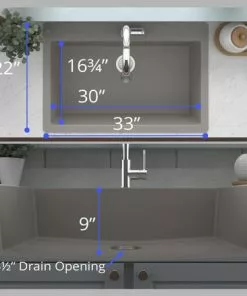 Tuscany Dual Mount 33" Concrete Quartz Composite 1-Hole Single Bowl Kitchen Sink 9 Tuscany Dual Mount 33" Concrete Quartz Composite 1-Hole Single Bowl Kitchen Sink -Tuscany Shop 33229 1000 CON 5