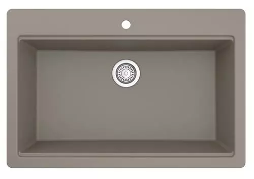 Tuscany Dual Mount 33" Concrete Quartz Composite 1-Hole Single Bowl Workstation Kitchen Sink 4 Tuscany Dual Mount 33" Concrete Quartz Composite 1-Hole Single Bowl Workstation Kitchen Sink - Image 4