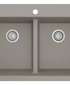 Tuscany Dual Mount 33" Concrete Quartz Composite 1-Hole Double Bowl Kitchen Sink