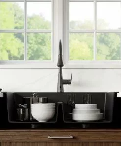 Tuscany Dual Mount 33" Black Quartz Composite 1-Hole Double Bowl Kitchen Sink 10 Tuscany Dual Mount 33" Black Quartz Composite 1-Hole Double Bowl Kitchen Sink -Tuscany Shop 33229 6040 BLK 3