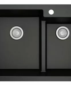 Tuscany Dual Mount 33" Black Quartz Composite 1-Hole Double Bowl Kitchen Sink 11 Tuscany Dual Mount 33" Black Quartz Composite 1-Hole Double Bowl Kitchen Sink -Tuscany Shop 33229 6040 BLK 4