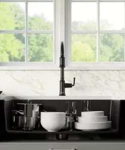 Tuscany Farmhouse/Apron Front 34" Black Quartz Composite Single Bowl Kitchen Sink 10 Tuscany Farmhouse/Apron Front 34" Black Quartz Composite Single Bowl Kitchen Sink -Tuscany Shop 34219 1000 BLK 3