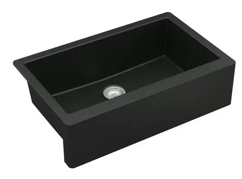 Tuscany Farmhouse/Apron Front 34" Black Quartz Composite Single Bowl Kitchen Sink 1 Tuscany Farmhouse/Apron Front 34" Black Quartz Composite Single Bowl Kitchen Sink