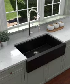 Tuscany Farmhouse/Apron Front 34" Black Quartz Composite Single Bowl Kitchen Sink 13 Tuscany Farmhouse/Apron Front 34" Black Quartz Composite Single Bowl Kitchen Sink -Tuscany Shop 34219 1000 BLK 6 1