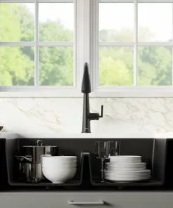 Tuscany Farmhouse/Apron Front 34" Black Quartz Composite Double Bowl Kitchen Sink 6 Tuscany Farmhouse/Apron Front 34" Black Quartz Composite Double Bowl Kitchen Sink -Tuscany Shop 34219 5050 BLK 3