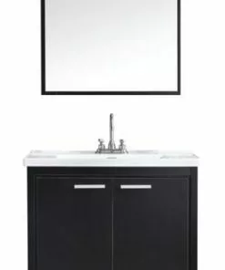 Tuscany® Verona 31"W X 19"D Black Vanity And White Ceramic Vanity Top With Rectangular Integrated Bowl And Mirror