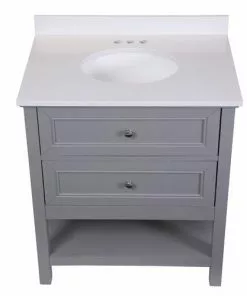 Tuscany® Lucca 30"W X 22"D Gray Vanity And White Cultured Marble Vanity Top With Oval Undermount Bowl -Tuscany Shop 4838093g30top1