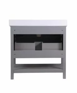 Tuscany® Lucca 36"W X 22"D Gray Vanity And White Cultured Marble Vanity Top With Oval Undermount Bowl -Tuscany Shop 4838094g36back