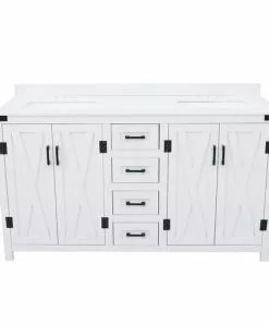 Tuscany® Salerno 72"W X 22"D White Vanity And White Cultured Marble Vanity Top With Rectangular Undermount Bowls