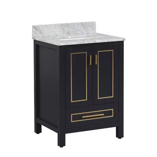 Tuscany® Tirana 24"W X 22"D Blue Vanity And Carrara Marble Vanity Top With Rectangular Undermount Bowl 3 Tuscany® Tirana 24"W X 22"D Blue Vanity And Carrara Marble Vanity Top With Rectangular Undermount Bowl - Image 3