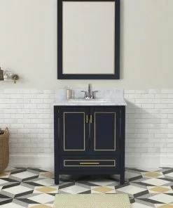 Tuscany® Tirana 30"W X 22"D Blue Vanity And Carrara Marble Vanity Top With Rectangular Undermount Bowl 11 Tuscany® Tirana 30"W X 22"D Blue Vanity And Carrara Marble Vanity Top With Rectangular Undermount Bowl -Tuscany Shop 4838128SC