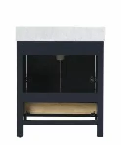 Tuscany® Tirana 30"W X 22"D Blue Vanity And Carrara Marble Vanity Top With Rectangular Undermount Bowl 10 Tuscany® Tirana 30"W X 22"D Blue Vanity And Carrara Marble Vanity Top With Rectangular Undermount Bowl -Tuscany Shop 4838128b30back