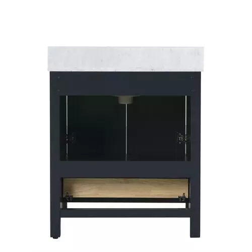 Tuscany® Tirana 30"W X 22"D Blue Vanity And Carrara Marble Vanity Top With Rectangular Undermount Bowl 5 Tuscany® Tirana 30"W X 22"D Blue Vanity And Carrara Marble Vanity Top With Rectangular Undermount Bowl - Image 5