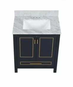 Tuscany® Tirana 30"W X 22"D Blue Vanity And Carrara Marble Vanity Top With Rectangular Undermount Bowl 9 Tuscany® Tirana 30"W X 22"D Blue Vanity And Carrara Marble Vanity Top With Rectangular Undermount Bowl -Tuscany Shop 4838128b30top