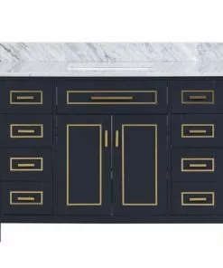 Tuscany® Tirana 48"W X 22"D Blue Vanity And Carrara Marble Vanity Top With Rectangular Undermount Bowl