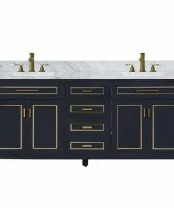 Tuscany® Tirana 72"W X 22"D Blue Vanity And Carrara Marble Vanity Top With Rectangular Undermount Bowls