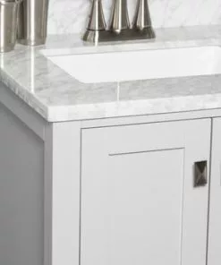 Tuscany® Rio 24"W X 22"D Gray Vanity And Natural Cararra Marble Vanity Top With Rectangular Undermount Bowl -Tuscany Shop 605 0637 11