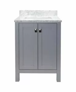 Tuscany® Rio 24"W X 22"D Gray Vanity And Natural Cararra Marble Vanity Top With Rectangular Undermount Bowl -Tuscany Shop 605 0637 5
