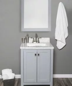 Tuscany® Rio 24"W X 22"D Gray Vanity And Natural Cararra Marble Vanity Top With Rectangular Undermount Bowl -Tuscany Shop 605 0637 6 1
