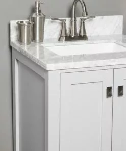 Tuscany® Rio 24"W X 22"D Gray Vanity And Natural Cararra Marble Vanity Top With Rectangular Undermount Bowl -Tuscany Shop 605 0637 9