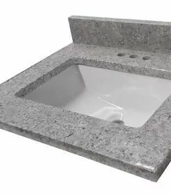 Tuscany® 25"W X 22"D Gray Forest Granite Vanity Top With Rectangular Undermount Bowl
