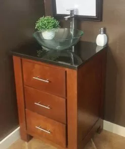 Tuscany® 25"W X 22"D Absolute Black Granite Vanity Top With Vessel Cutout -Tuscany Shop 6072706 left