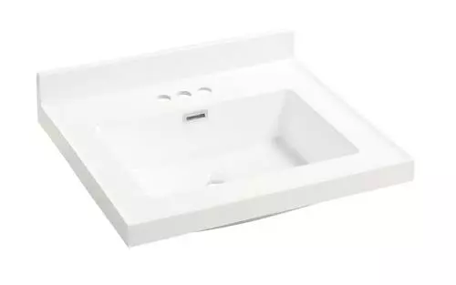 Tuscany® 25" X 22" White Square Vanity Top 1 Tuscany® 25" X 22" White Square Vanity Top