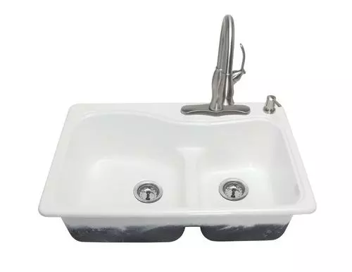 Tuscany Windansea Drop-In 33" White Cast Iron 4-Hole Double Bowl Kitchen Sink 5 Tuscany Windansea Drop-In 33" White Cast Iron 4-Hole Double Bowl Kitchen Sink - Image 5