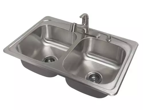 Tuscany® Whitemore All-in-One Drop-In 33" Stainless Steel 4-Hole Double Bowl Kitchen Sink 8 Tuscany® Whitemore All-in-One Drop-In 33" Stainless Steel 4-Hole Double Bowl Kitchen Sink - Image 8