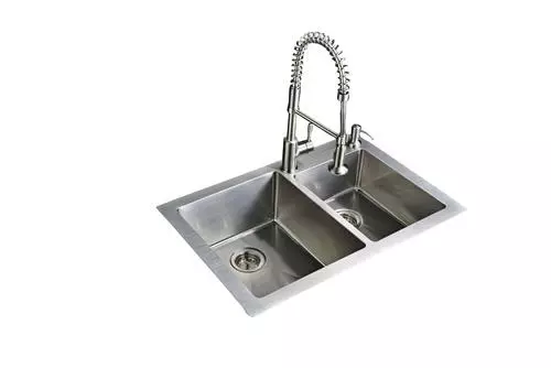 Tuscany® Volk All-in-One Dual Mount 33" Stainless Steel 2-Hole Double Bowl Kitchen Sink 1 Tuscany® Volk All-in-One Dual Mount 33" Stainless Steel 2-Hole Double Bowl Kitchen Sink