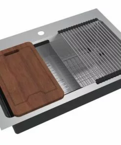 Tuscany® Northchase™ Dual Mount 33" Stainless Steel 1-Hole Single Bowl Workstation Kitchen Sink