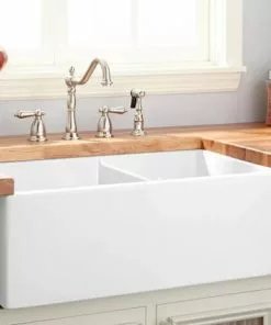 Tuscany® Farmhouse/Apron Front 33" White Fireclay Double Bowl Kitchen Sink 10 Tuscany® Farmhouse/Apron Front 33" White Fireclay Double Bowl Kitchen Sink -Tuscany Shop 6721143 L