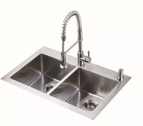 Tuscany® Volk Dual Mount 33" Stainless Steel 2-Hole Double Bowl Kitchen Sink 8 Tuscany® Volk Dual Mount 33" Stainless Steel 2-Hole Double Bowl Kitchen Sink - Image 8