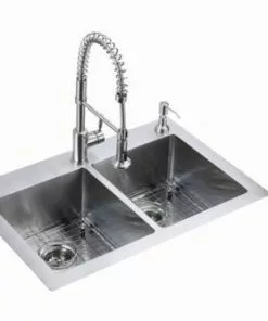 Tuscany® Volk Dual Mount 33" Stainless Steel 2-Hole Double Bowl Kitchen Sink 14 Tuscany® Volk Dual Mount 33" Stainless Steel 2-Hole Double Bowl Kitchen Sink -Tuscany Shop 6724059 Left