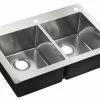 Tuscany® Volk Dual Mount 33" Stainless Steel 2-Hole Double Bowl Kitchen Sink