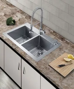 Tuscany® Volk Dual Mount 33" Stainless Steel 2-Hole Double Bowl Kitchen Sink 11 Tuscany® Volk Dual Mount 33" Stainless Steel 2-Hole Double Bowl Kitchen Sink -Tuscany Shop 6724059 Scene