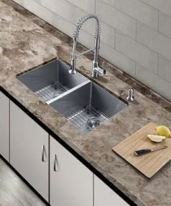 Tuscany® Volk Dual Mount 33" Stainless Steel 2-Hole Double Bowl Kitchen Sink 12 Tuscany® Volk Dual Mount 33" Stainless Steel 2-Hole Double Bowl Kitchen Sink -Tuscany Shop 6724059 Scene 2