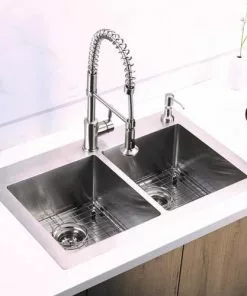 Tuscany® Volk Dual Mount 33" Stainless Steel 2-Hole Double Bowl Kitchen Sink 13 Tuscany® Volk Dual Mount 33" Stainless Steel 2-Hole Double Bowl Kitchen Sink -Tuscany Shop 6724059 Scene 4