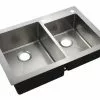 Tuscany® Volk Dual Mount 33" Stainless Steel 2-Hole Double Bowl Kitchen Sink