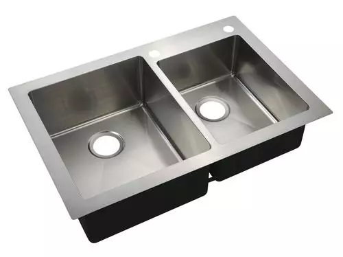 Tuscany® Volk Dual Mount 33" Stainless Steel 2-Hole Double Bowl Kitchen Sink 1 Tuscany® Volk Dual Mount 33" Stainless Steel 2-Hole Double Bowl Kitchen Sink