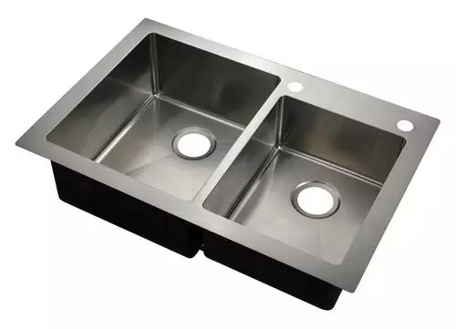 Tuscany® Volk Dual Mount 33" Stainless Steel 2-Hole Double Bowl Kitchen Sink 2 Tuscany® Volk Dual Mount 33" Stainless Steel 2-Hole Double Bowl Kitchen Sink - Image 2