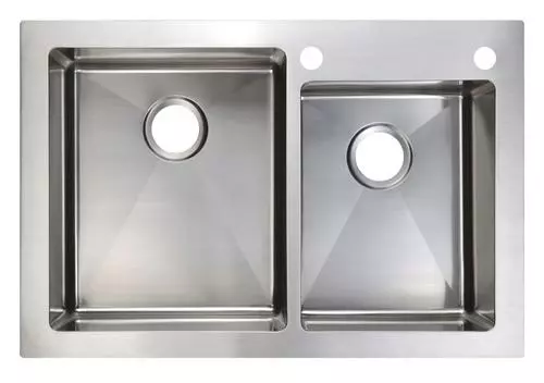 Tuscany® Volk Dual Mount 33" Stainless Steel 2-Hole Double Bowl Kitchen Sink 3 Tuscany® Volk Dual Mount 33" Stainless Steel 2-Hole Double Bowl Kitchen Sink - Image 3