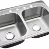 Tuscany® Whitemore Drop-In 33" Stainless Steel 4-Hole Double Bowl Kitchen Sink