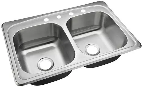 Tuscany® Whitemore Drop-In 33" Stainless Steel 4-Hole Double Bowl Kitchen Sink 1 Tuscany® Whitemore Drop-In 33" Stainless Steel 4-Hole Double Bowl Kitchen Sink
