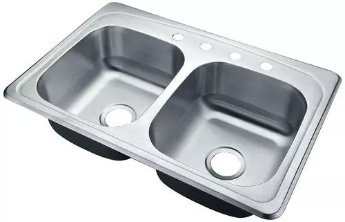 Tuscany® Whitemore Drop-In 33" Stainless Steel 4-Hole Double Bowl Kitchen Sink 2 Tuscany® Whitemore Drop-In 33" Stainless Steel 4-Hole Double Bowl Kitchen Sink - Image 2