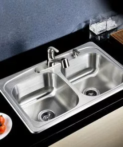 Tuscany® Whitemore Drop-In 33" Stainless Steel 4-Hole Double Bowl Kitchen Sink 7 Tuscany® Whitemore Drop-In 33" Stainless Steel 4-Hole Double Bowl Kitchen Sink -Tuscany Shop 6724062 Scene