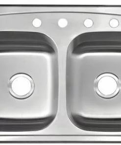 Tuscany® Whitemore Drop-In 33" Stainless Steel 4-Hole Double Bowl Kitchen Sink 6 Tuscany® Whitemore Drop-In 33" Stainless Steel 4-Hole Double Bowl Kitchen Sink -Tuscany Shop 6724062 Top