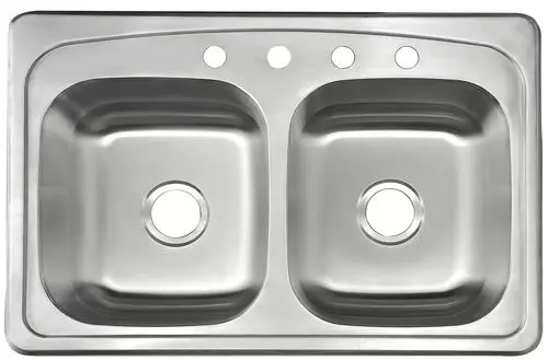 Tuscany® Whitemore Drop-In 33" Stainless Steel 4-Hole Double Bowl Kitchen Sink 3 Tuscany® Whitemore Drop-In 33" Stainless Steel 4-Hole Double Bowl Kitchen Sink - Image 3